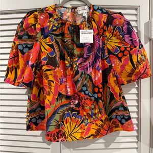 Lavender Brown Multicolor Floral Blouse